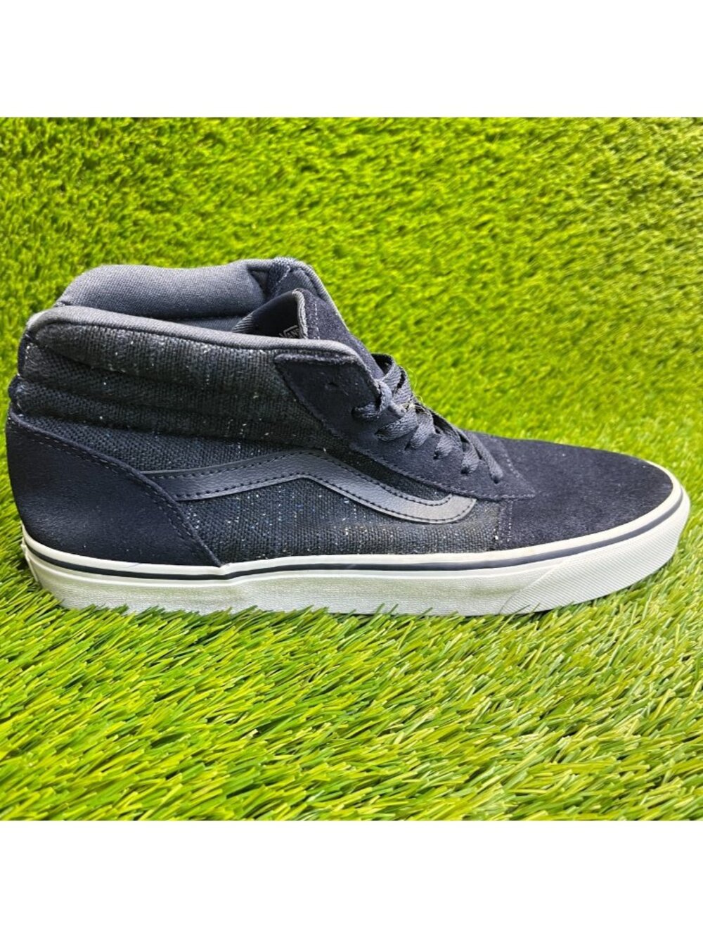 Vans SK8-Hi Womens Size 11 Blue White Athletic Suede Skateboard Shoes Sneakers